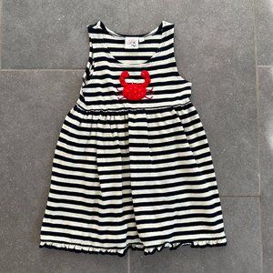 Luigi Kids Striped Crab Applique Dress